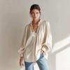 New Arrival Women’s V-neck Ruffled Long-sleeved Loose-fit Casual Shirt Top