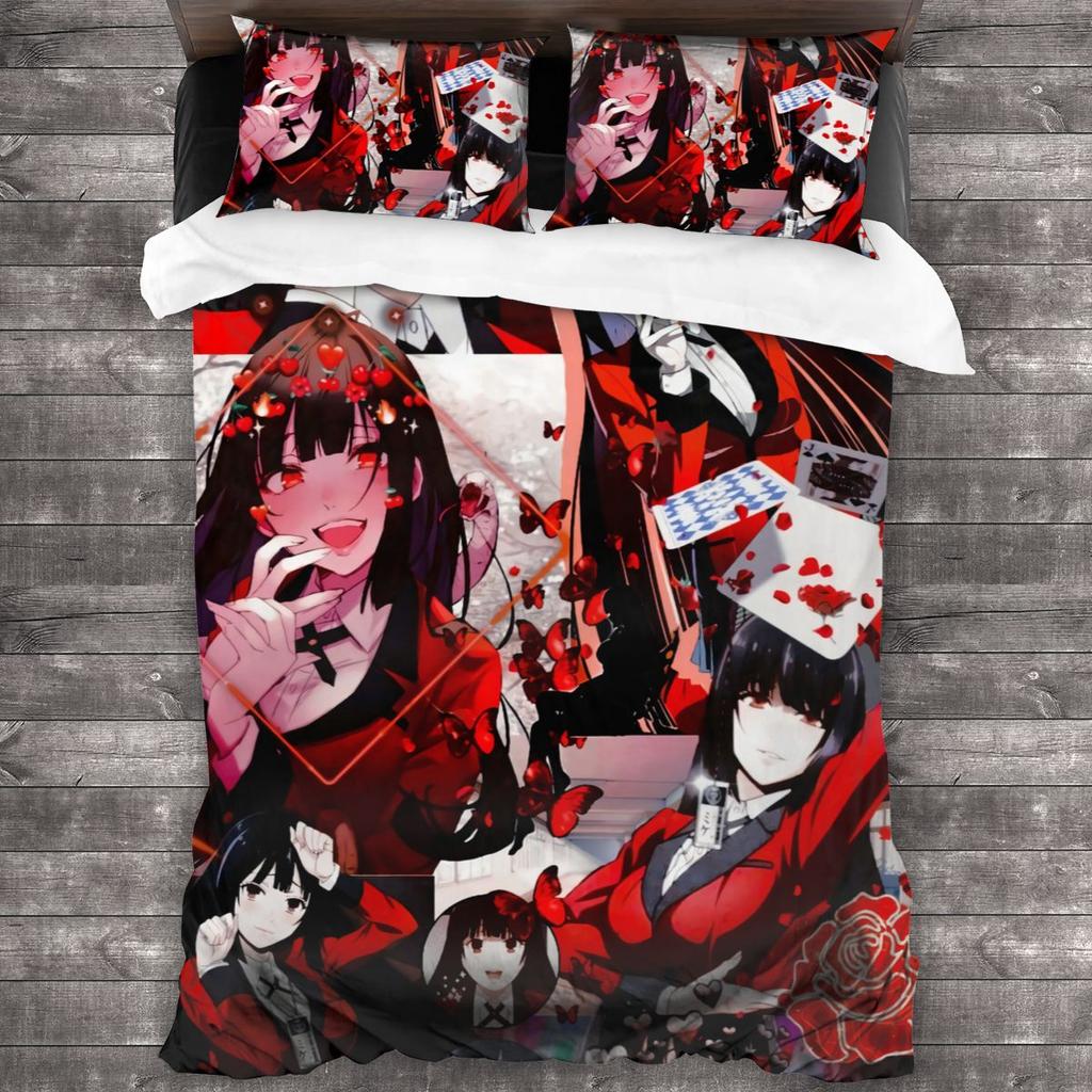 Комплект постельного белья Kakegurui Yumeko Односпальный Полуторный Двуспальный Кинг-сайз Комплект для кровати Взрослый Детский Спальня Комплекты пододеяльников 3D-принт Аниме 011