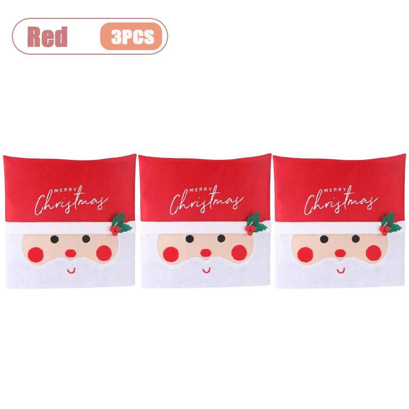 Christmas Santa Claus LED Chair Covers Red Holiday Chair Back Slipcovers Decorative Party Supplies Winter Dining Decoration