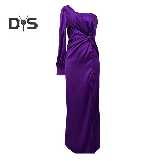 Женское вечернее платье на одно плечо без рукавов с разрезом по низу, однотонное, с заниженной талией, плиссированное, однотонное, с открытыми плечами, коктейльное, вечернее, макси-платье, бальное платье