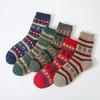 5/10 Pairs Comfortable Casual Autumn Winter Thickened Warm Fleece Socks for Women Octagonal Ethnic Style Mid Calf Wool Socks Cotton Versatile