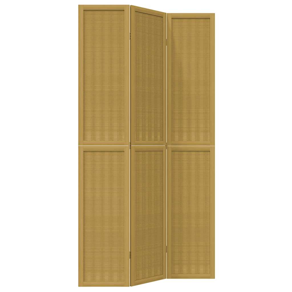 3 Piece Room Divider Brown Solid Paulownia Wood