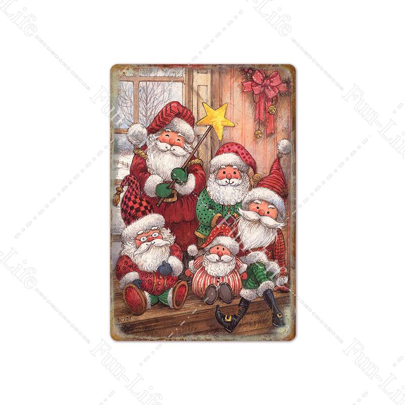 Рождественские металлические вывески, винтажный постер, жестяная вывеска, тарелка Санта-Клауса, ретро-налет, кафе-бар, паб, домашний декор, рождественская елка, подарок