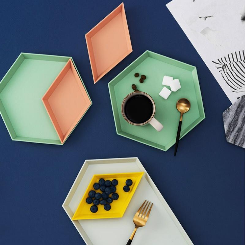 4 шт./набор креативных геометрических ромбовидных комбинированных лотков для хранения