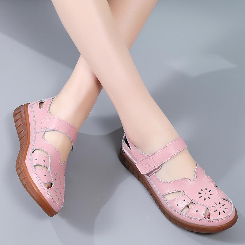 Женские сандалии, летние, новые, удобные, сандалии с круглым носком и полой щиколоткой, женская мода, дышащая, нескользящая, пляжная обувь