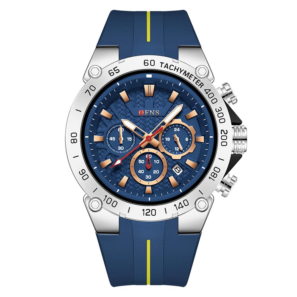 OFNS New 1207 Luxury Men's Quartz Watch Six Pin Multifunctional Chronograph Calendar Waterproof Night Light Watch