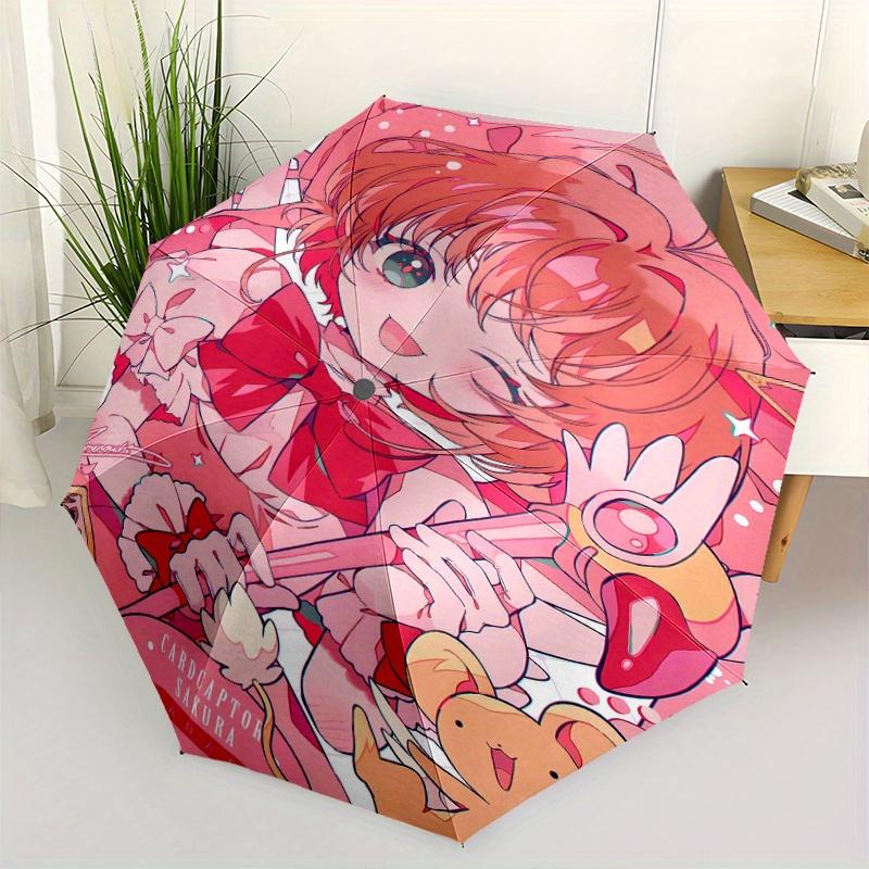Зонт-автомат с рисунками Cardcaptor Sakura и фан-артом - Маленький зонт, подходящий для различных случаев, Портативный 3-складной маленький зонт для
