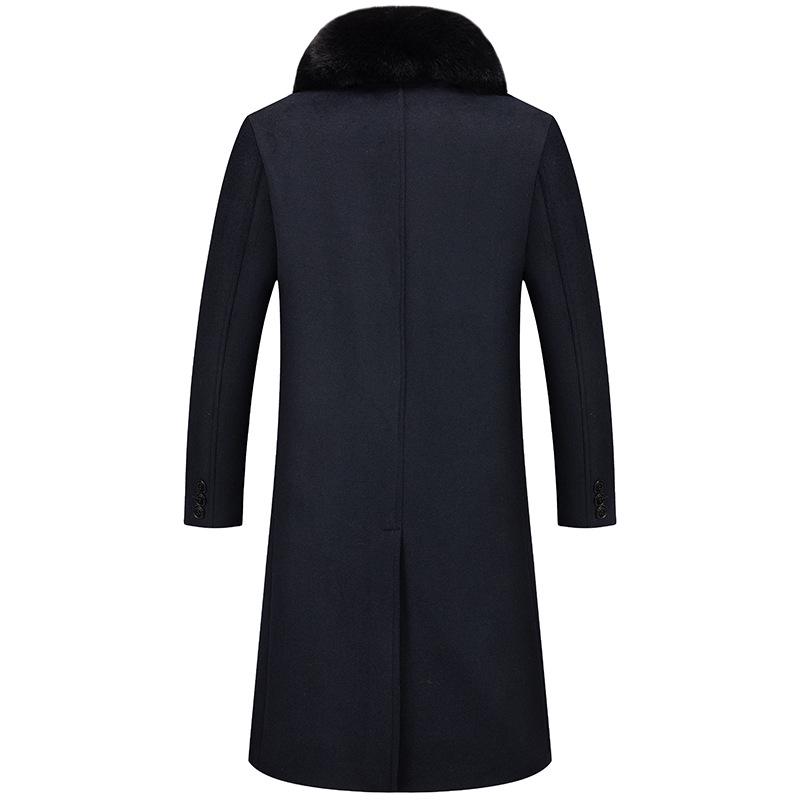Мужское осенне-зимнее длинное шерстяное деловое пальто с бархатной подкладкой – Утепленное для защиты от холода