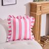 American Lotus Leaf Edge Thick Striped Pillow Cover Dutch Velvet Skirt Pillow Simple Light Luxury Sofa Decorative Printed Pillow
