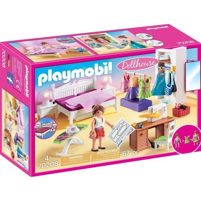 Playmobil 70208 Bedroom with Sewing Area, Dollhouse Traditional House, Ages 4 and Up