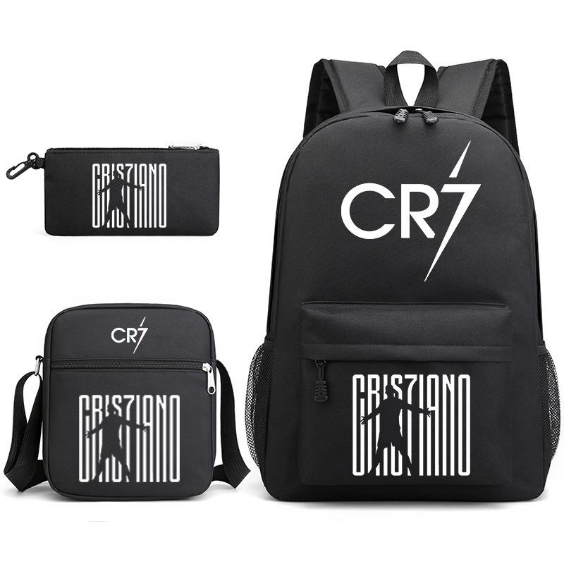 C Ronaldo student bag + small shoulder bag + pencil case three-piece backpack