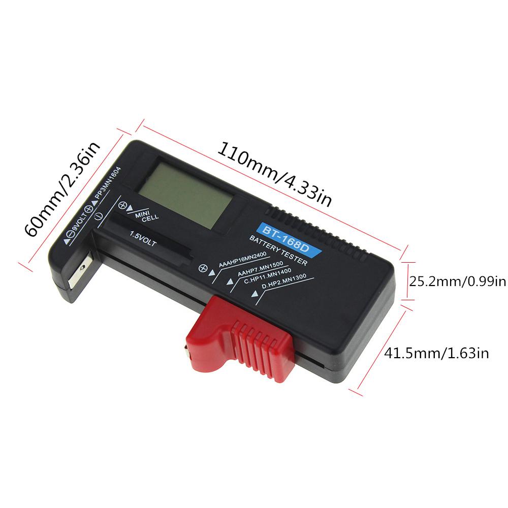 Universal Digital LCD Battery Tester Voltage Testing Meter for AA AAA C D 9VButton Battery Black Not Including Battery