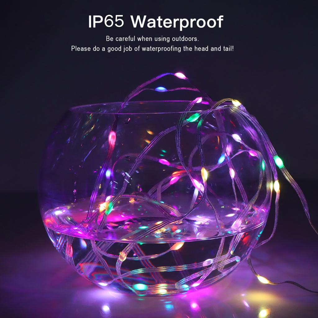 5M 10M 20M Christmas Tree RGBIC Lights Smart Bluetooth Control USB LED String Lamp Outdoor App Remote Control Garland Fairy Lights Decoration