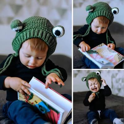 Детские шапки с лягушачьими глазами 1-3 года Рождественская шапка Модная шапка-бини Мальчик/Девочка