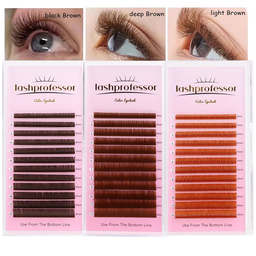 0.05 0.07 Light/Medium/Dark Brown Russian Volume Eyelashes Extension Brown Individual Lashes Normal Fanning Eyelashes Cilia