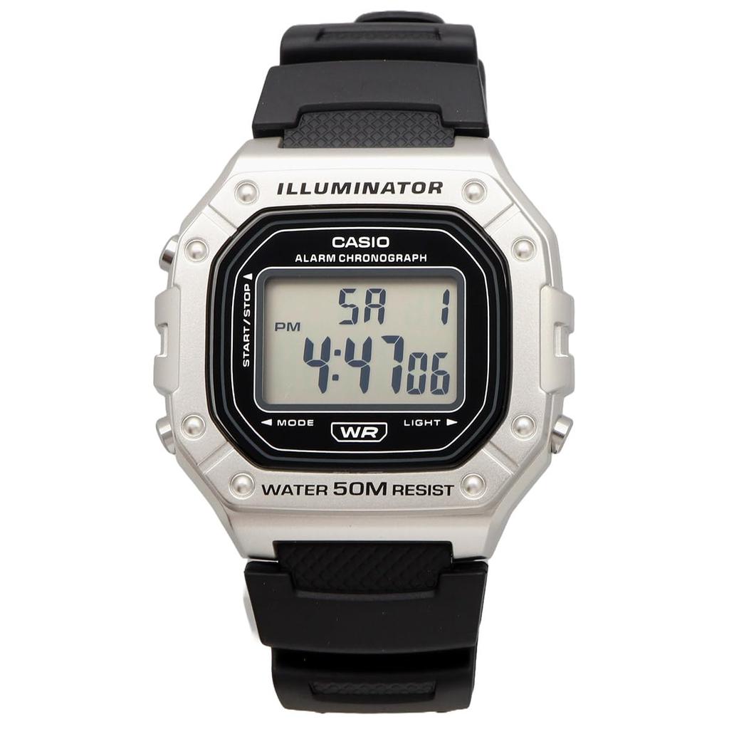 Casio Стандартные цифровые часы W-218HM-7AV для мужчин и женщин, серебристый металлик, дешевые Casio, импортная модель