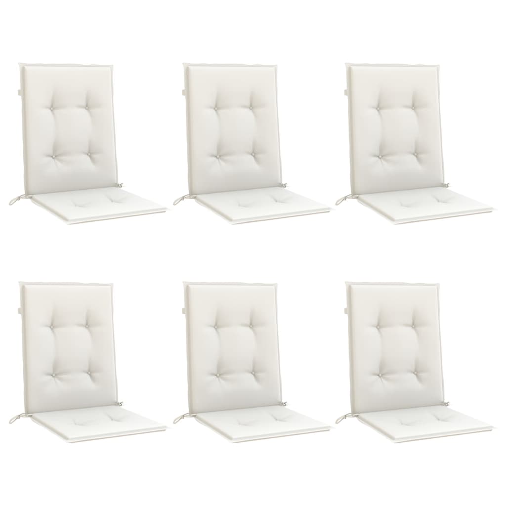 Low back Chair Cushions 6 pcs Melange Cream 100 x 50 x 4 cm Fabric