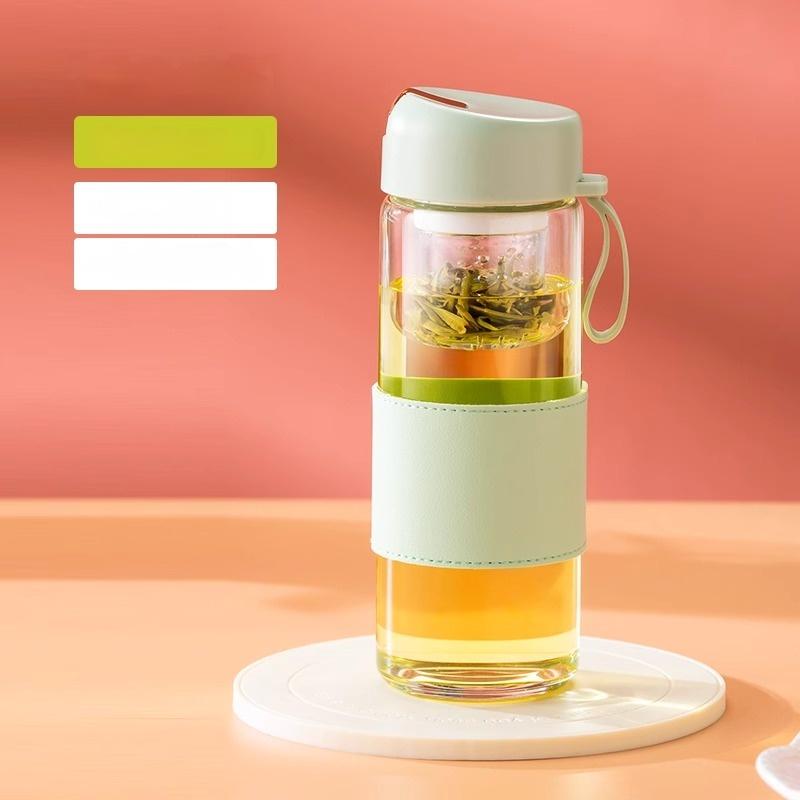GIANXI 450ml Portable Transparent Glass Cup Household Drinkware Coffee Mug With Lid Beverage Coffee Cups Coffeeware Teaware