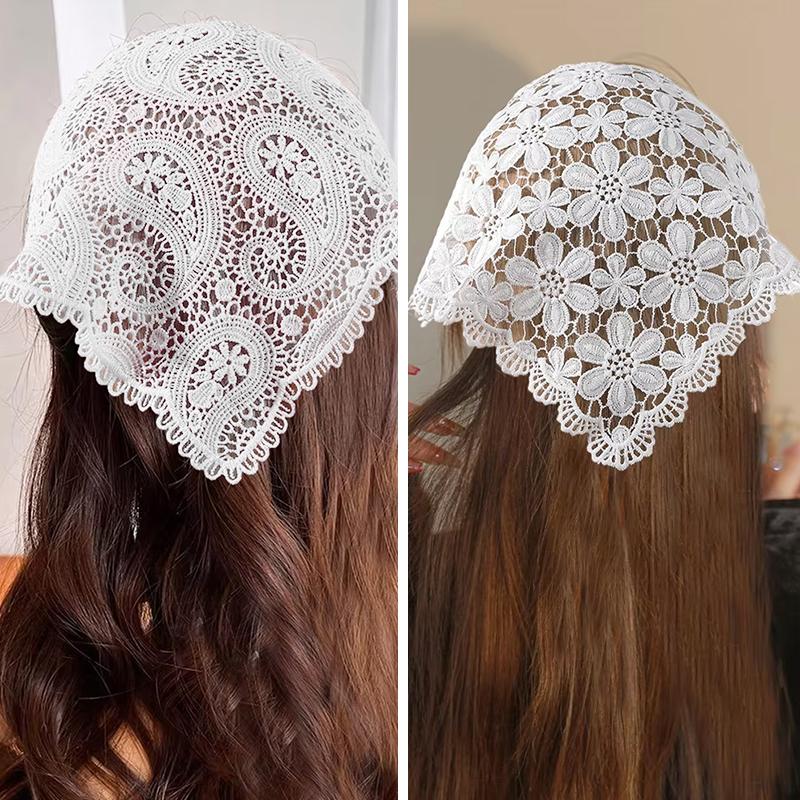 1 шт. треугольный шарф модный женский цветочный ободок бандана летний головной убор полые ленты аксессуары для волос тюрбан