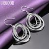 925 Sterling Silver Circle Pendant Earrings Fashion Jewelry