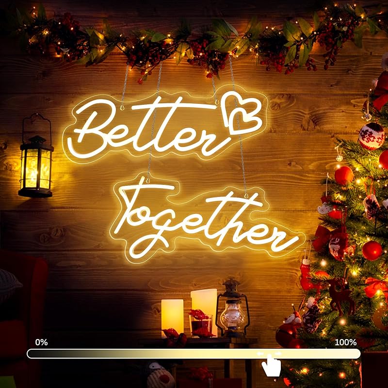 31-дюймовые большие неоновые вывески Better Together, неоновые огни Better Together для декора стен с регулировкой яркости, работающие от USB/батареи, светодиодные вывески с теплым белым светом