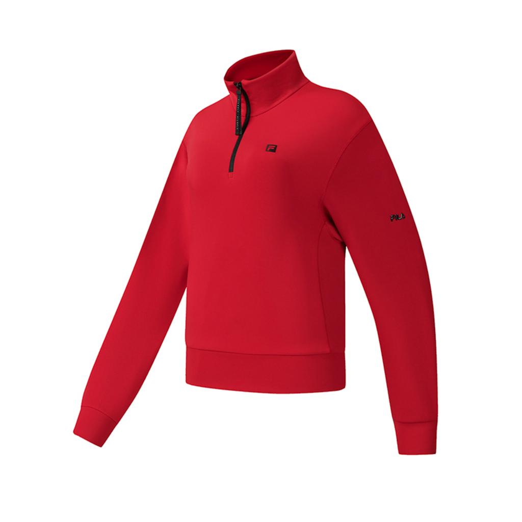 Fila Фитнес Классический Простой Спортивный Тренировочный Повседневный Удобный Универсальный Свитшот с Полумолнией Вязаный Пуловер Женский свитшот Ярко-Красный A11W611208FRD