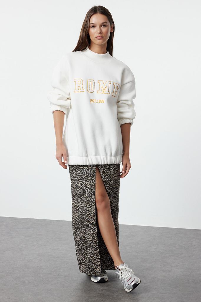 Женская модная стильная толстовка зеленого цвета с подробной вышивкой, широкий вязаный свитшот оверсайз