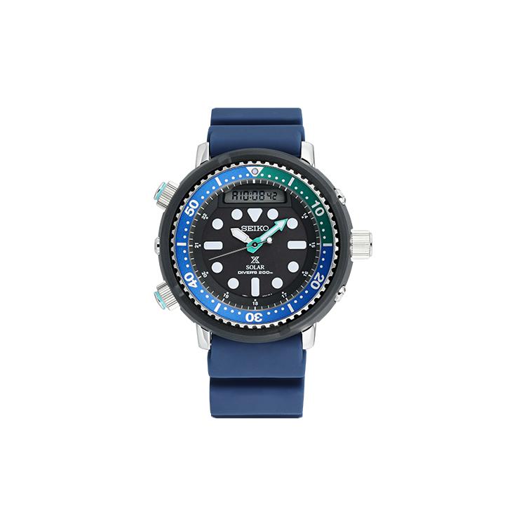 Seiko PROSPEX Часы с солнечным механизмом и силиконовым ремешком Мужские часы Черный циферблат SNJ039P1