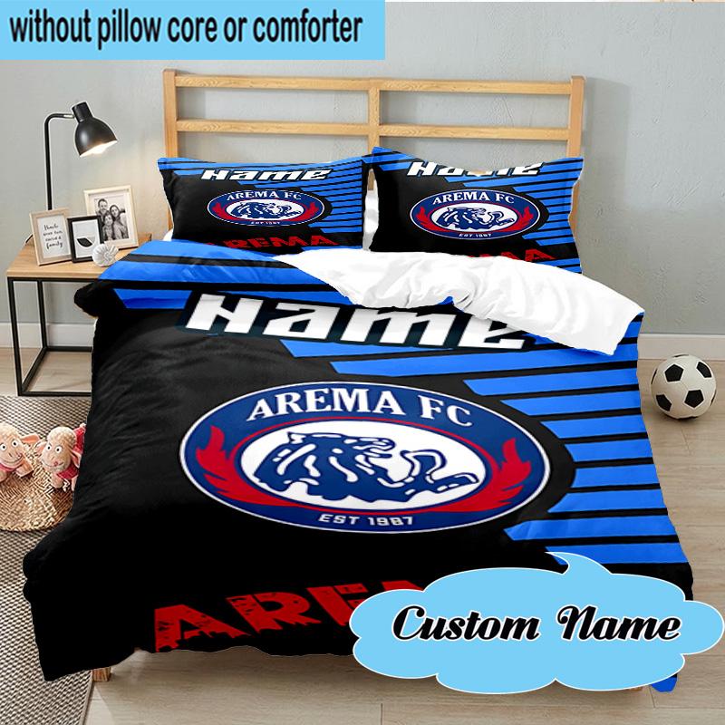3PCS Custom Name AREMA Football Crest Design Bedding Set, Including 1pc Duvet Cover And 2pcs Pillowcases, Suitable for dorms and bedrooms Gift