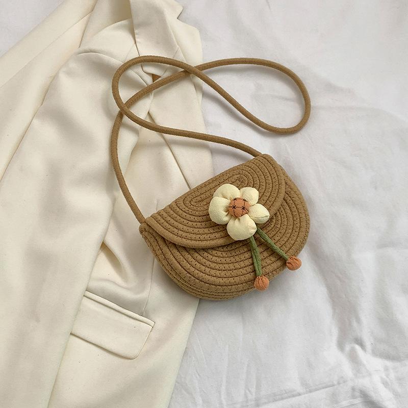 Новая цветная хлопковая плетеная сумка с цветами на одно плечо, сумка через плечо, пляжная модная женская сумка для отдыха