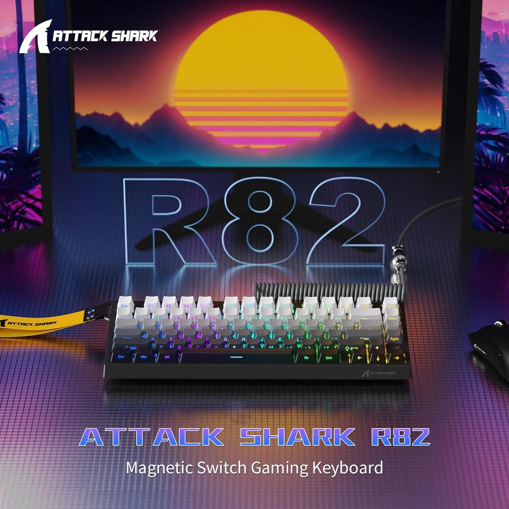 ATTACK SHARK R82HE Rapid Trigger Gaming 8000Hz Sound Absorption Sound Reduction Keyboard, Wired, RT, 0.01mm RT, 0.125ms, 5-Layer Structure, 75%