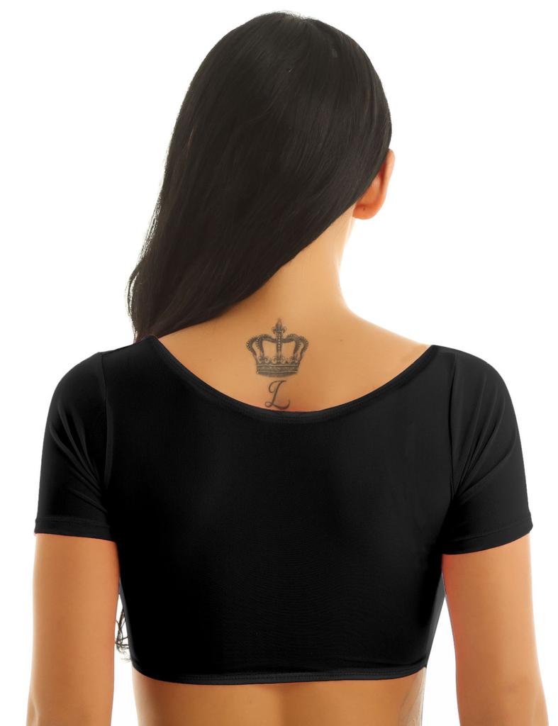 Sheer See Through Short Sleeve Crop Top Summer Sexy Short Tops Clubwear Dancewear
