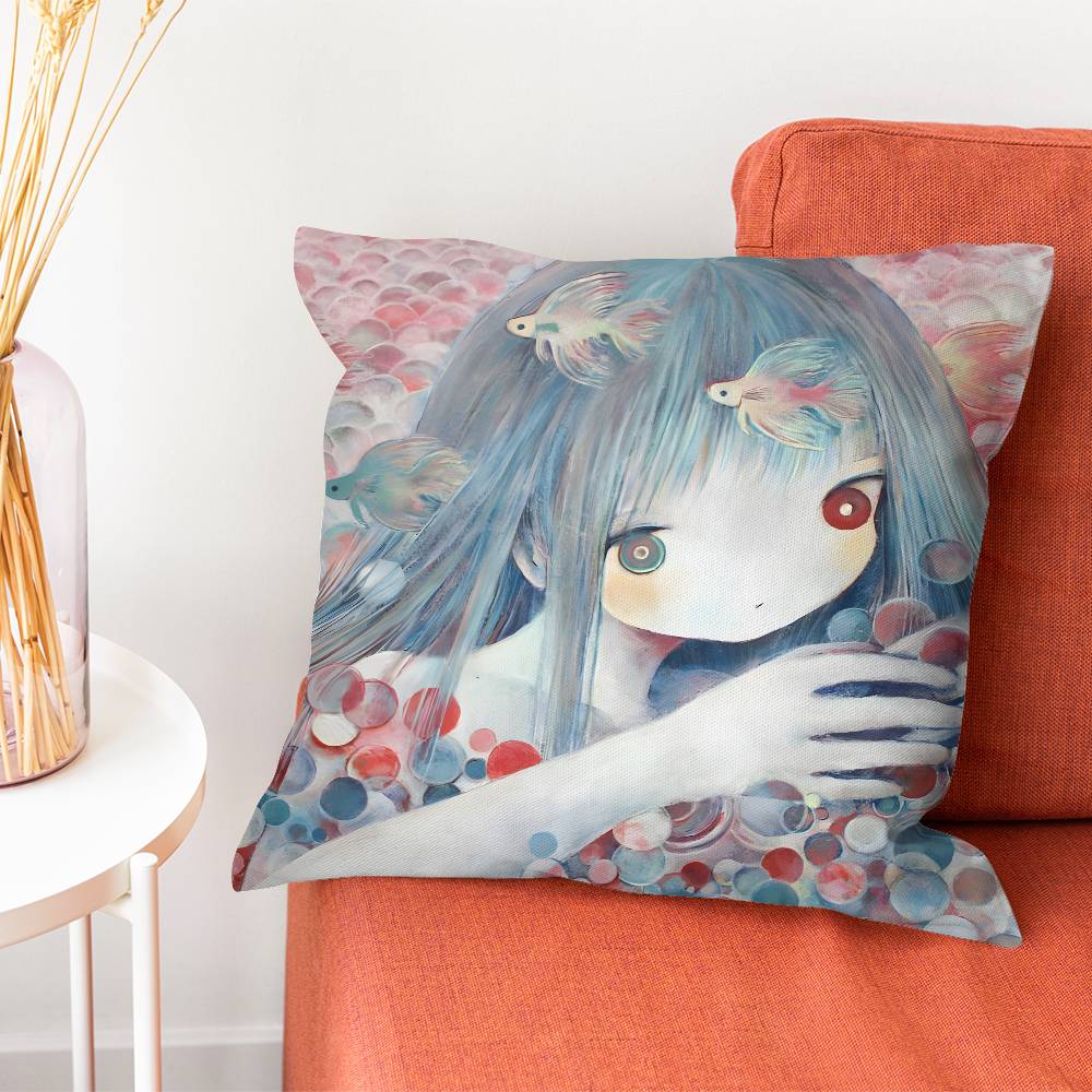 Kkikuo Art Anime Cartoon Pillowcase Pillows for Sofa Cover Decoration Home Decor Items Luxury Pillow Covers Cushion Cushions