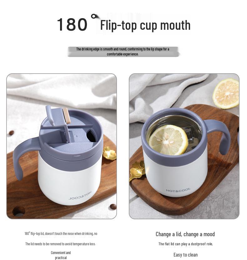 Кружка для кофе из нержавеющей стали с двойными стенками и ручкой для мужчин и женщин