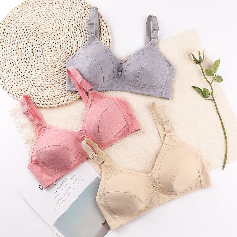Full Cup Bra Without Steel Ring, Comfortable and Breathable Thin Cotton Underwear Gathering Loose Size Bras for Middle-aged and Elderly Pregnant Women