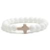 1PC Men Women Gift Cross Charm Beaded Bracelets Matte Bracelet Jewelry Handmade Natural Stone Prayer  Accessories