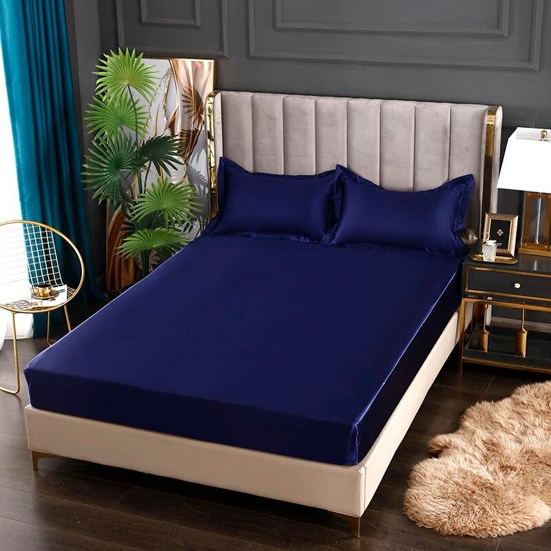 Сплошной цвет на подкладке, атласный вискоза, высококачественный наматрасник, простыни на резинке, распродажа, простыня