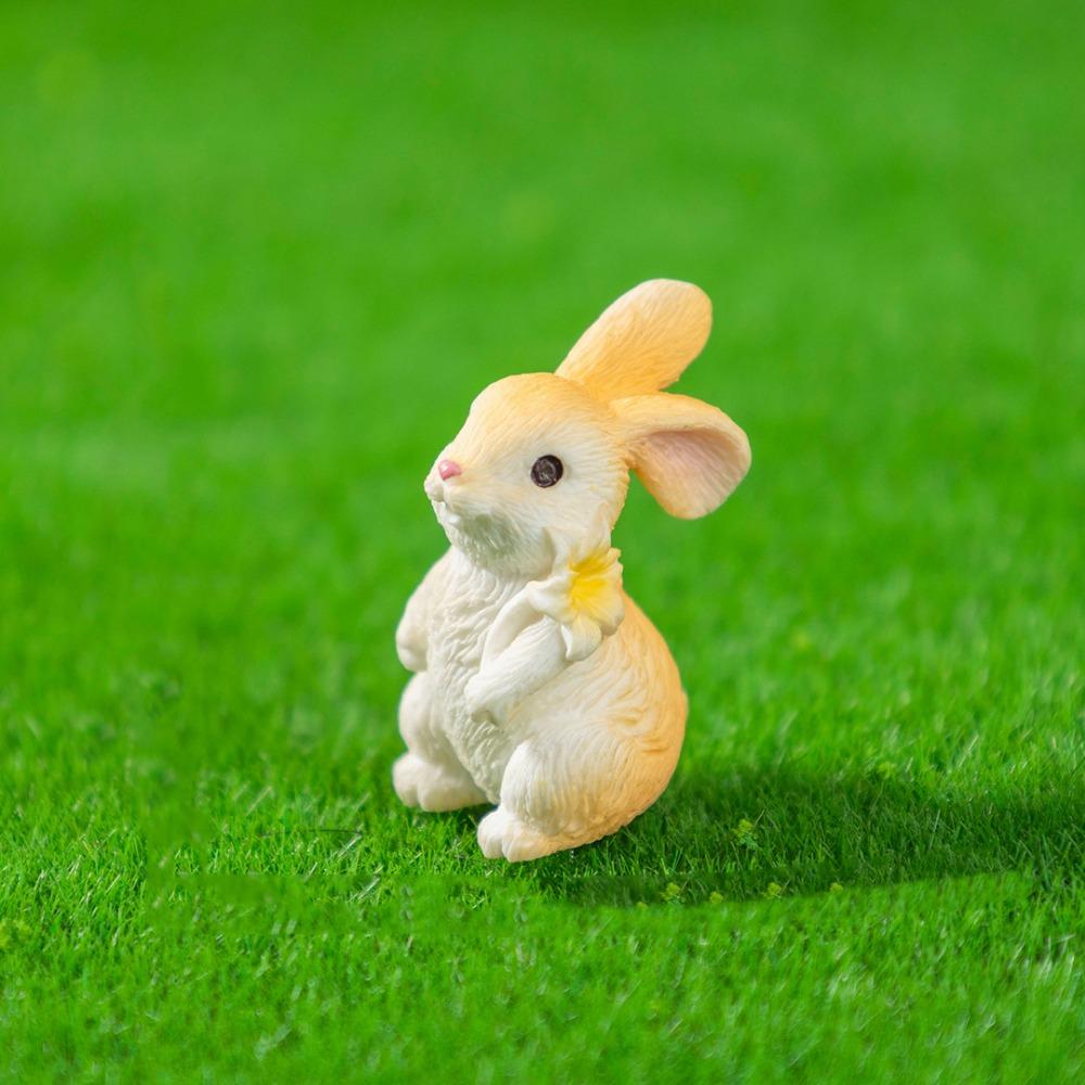 Миниатюрные безделушки в виде пасхальных яиц, смола, мультяшная статуэтка кролика, мини-фигурка пасхального кролика, подарок