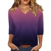 Женская модная повседневная свободная футболка с v-образным вырезом и рукавами 3/4 с принтом, женский топ
