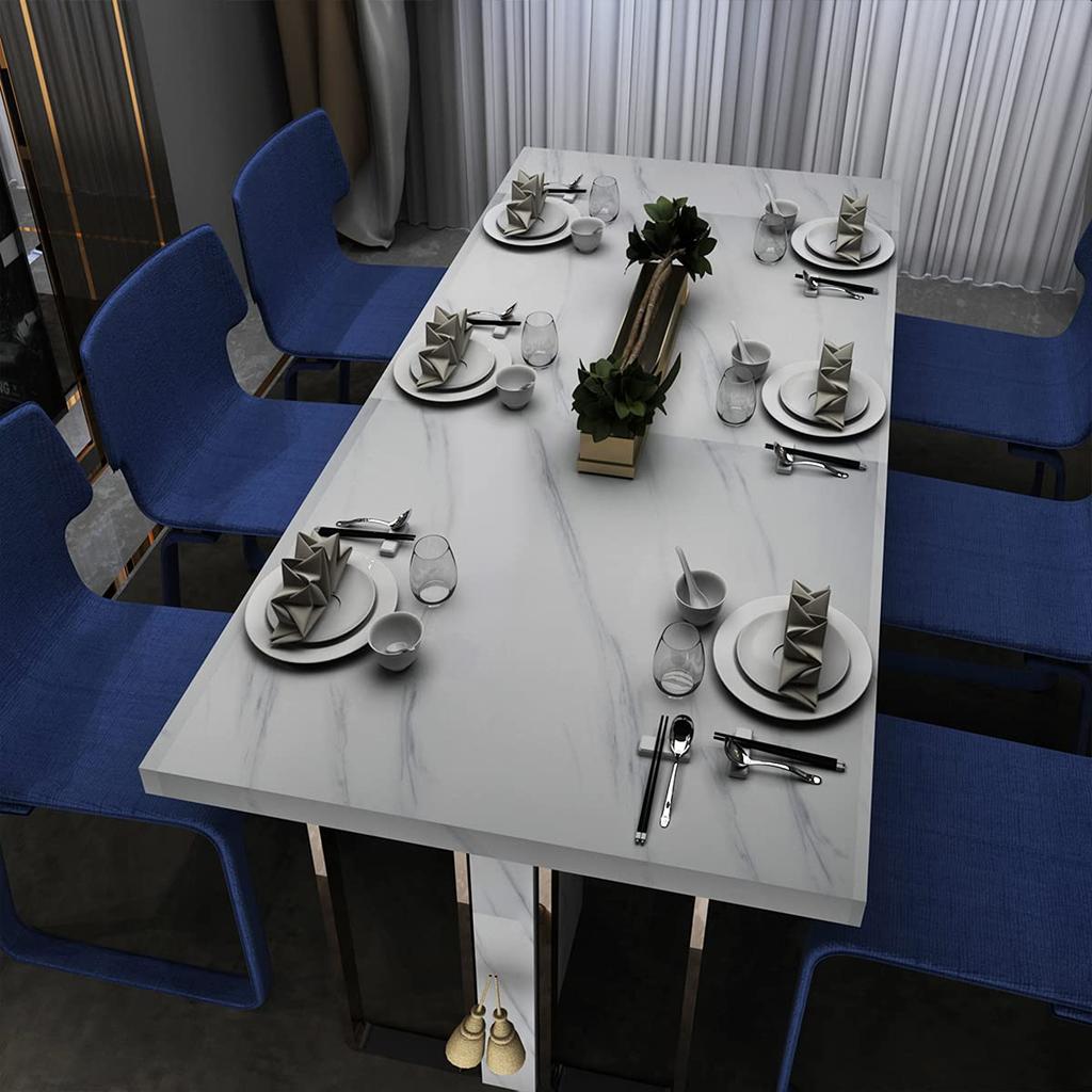 TOTIO 122CMx9M Wide Remake Sheet Marble Sheet White Cutting Sheet Marble Sticker White Marble Wallpaper Sticker Stylish Glossy Thick Heat Resistant