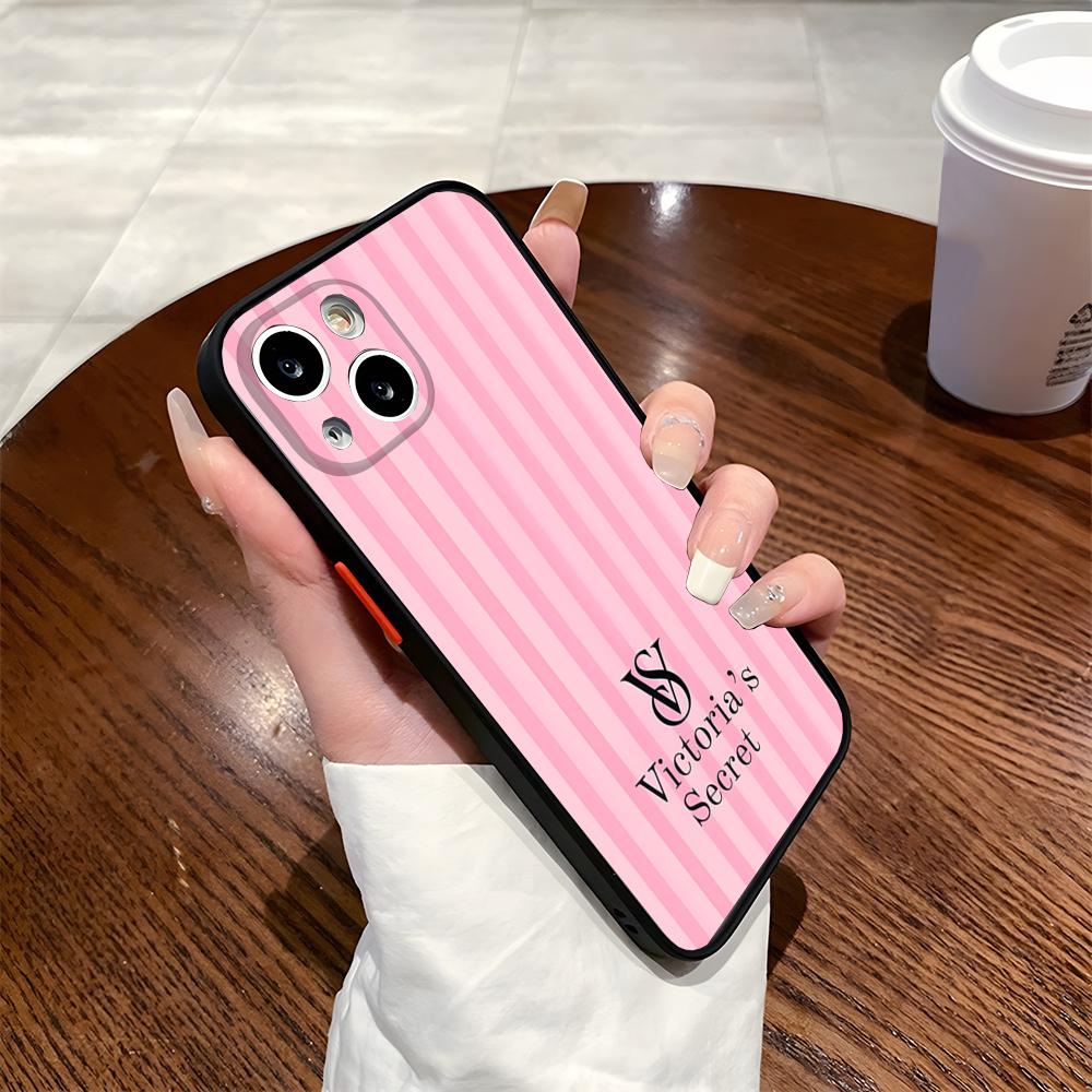 MINISO VVictorias Pink Secret Чехол для телефона для iPhone 17 16 15 14 Max 13 12mini 11 Матовая полупрозрачная задняя крышка