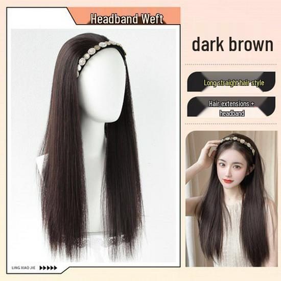 Женский ретро парик-повязка со стразами с длинными прямыми волосами, полупарик U-образной формы