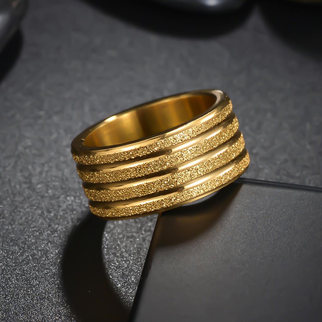 European and American New Jewelry 10MM Wide Titanium Steel Frosted Men's Ring Large Ring