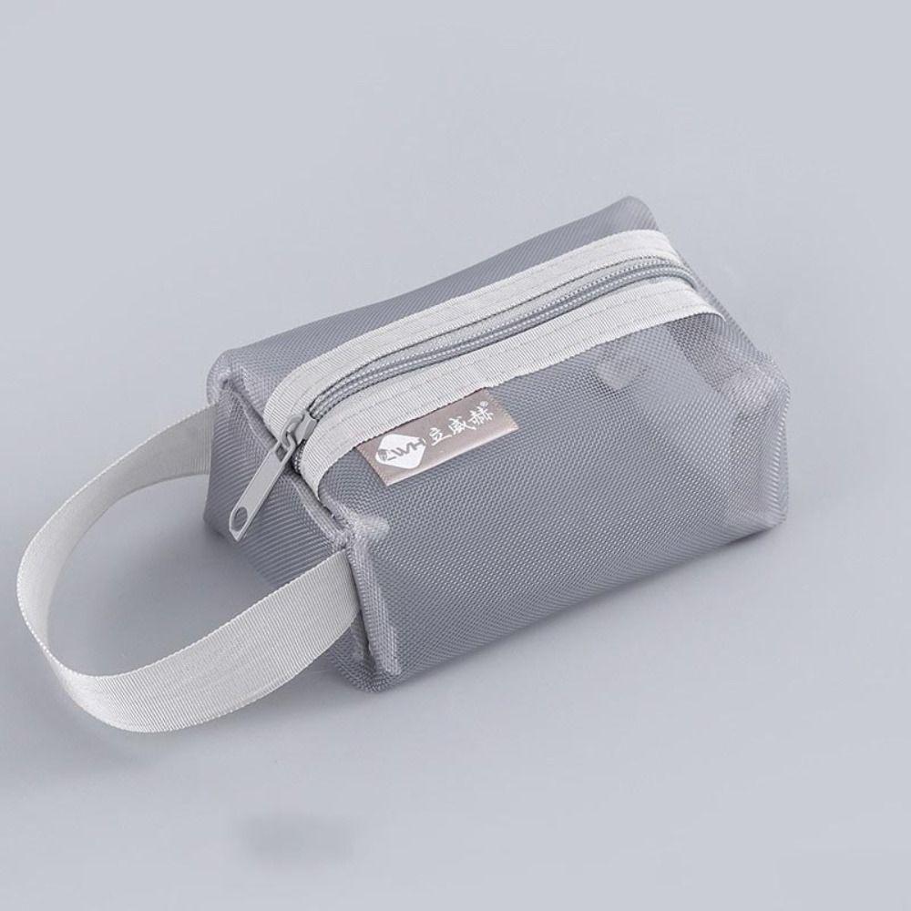 Легкая квадратная сетчатая сумка для хранения, косметичка большой емкости, портативный мини-кошелек на молнии для монет