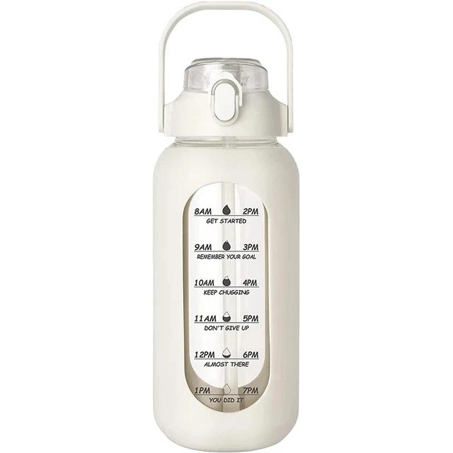 2024 Новая 946 мл/1656 мл/1892 мл Стеклянная бутылка с силиконовым чехлом-соломинкой и отметкой времени Кемпинг Дом Офис Спортзал Стеклянная бутылка для воды
