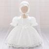 Кружевное детское крестильное платье в европейском и американском стиле с пышной юбкой и шапочкой