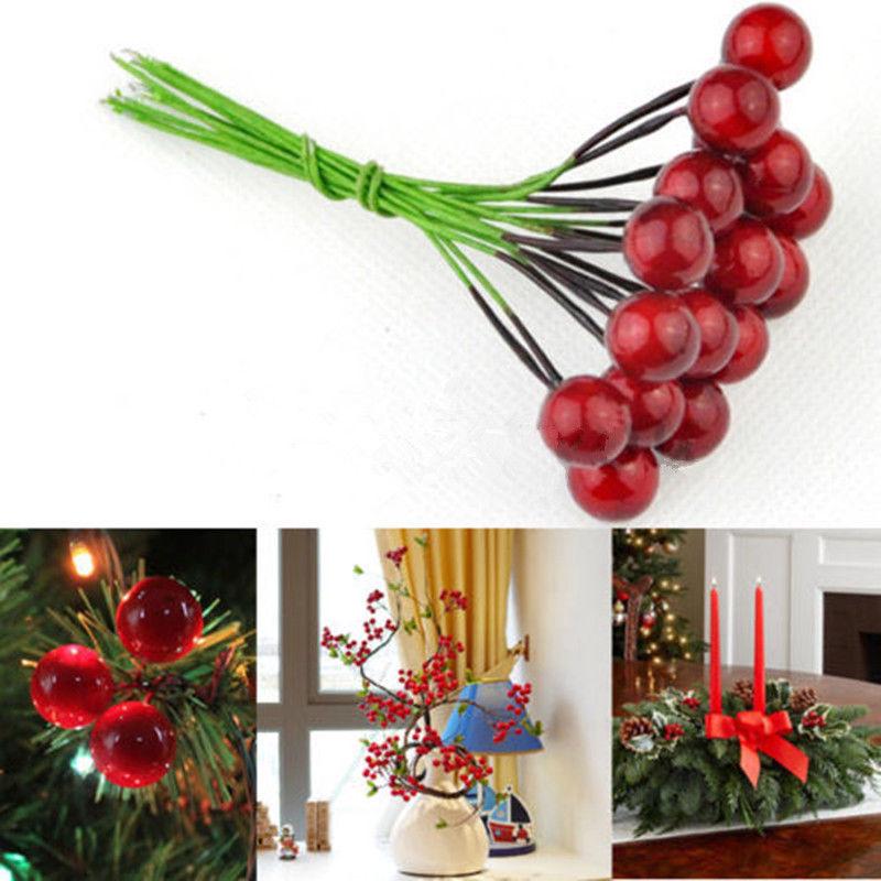 30 шт. Мини-красные искусственные цветы в виде ягод и падуба, домашний декор своими руками MIT