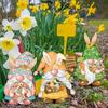 Easter Bunny Garden Stake Weatherproof Spring Yard Art Stake Festive Rabbit Egg Gnome Lawn Stake for Outdoor Planter Flower Bed Easter Decoration