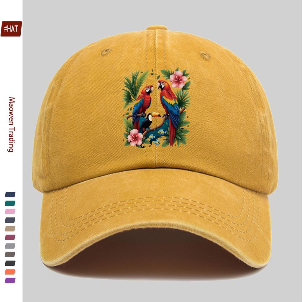 pc pcs Tropical Toucan Print Baseball Cap Sun Hat Adjustable Trucker Hat Suitable for Men Women Lightweight Washed Vint