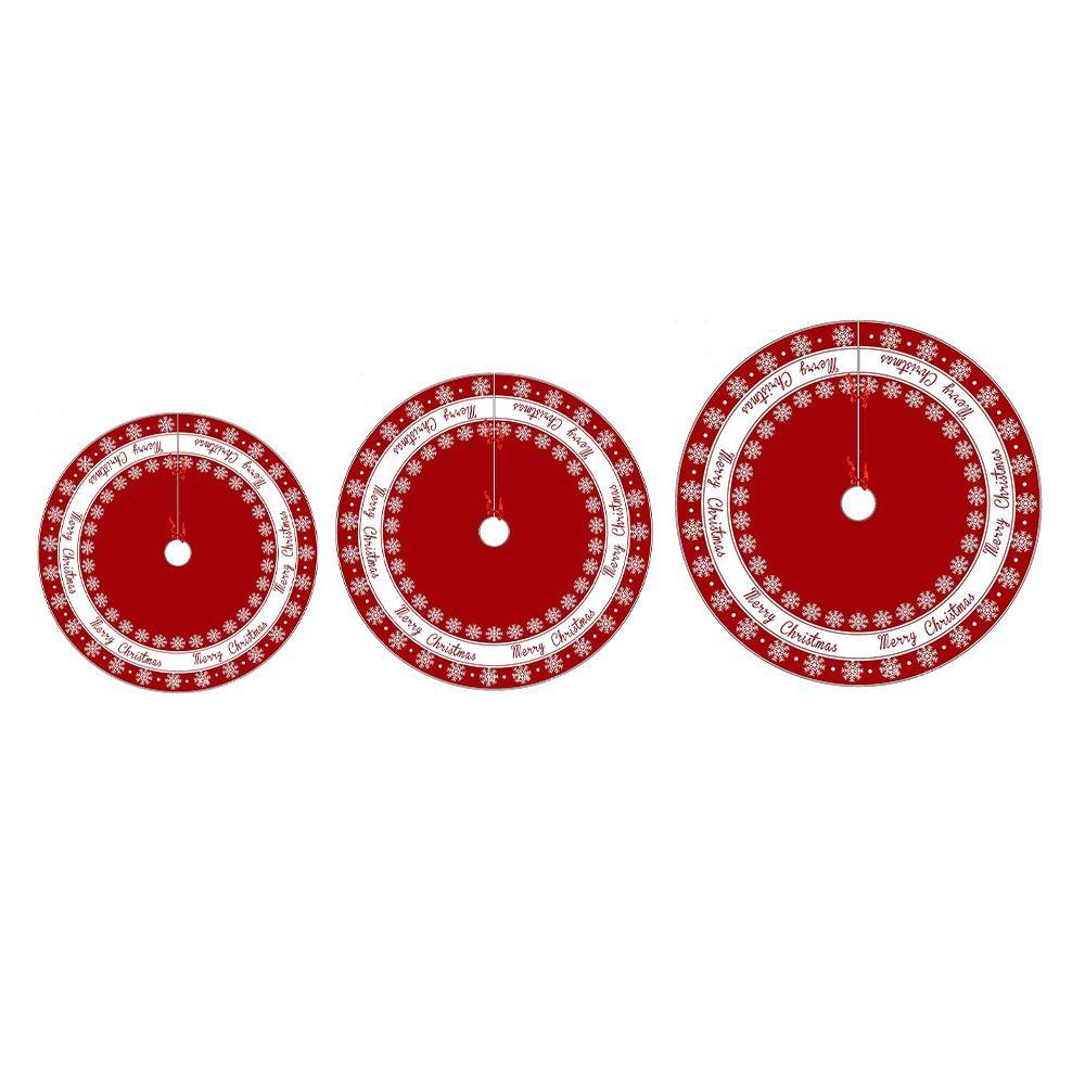 Red Swirl Design Xmas Tree Mat Plush Material Tree Base Cover Christmas Tree Skirt  Wedding Decor